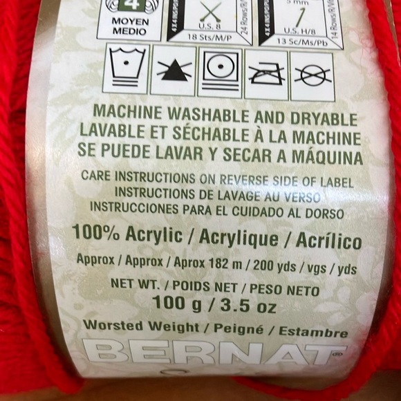 3 balls /packages Bernat Satin Yarn crimson red #04705 - Picture 3 of 16